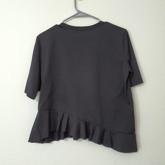 Sandro Paris Selena Embroidered Ruffle Asymmetric Peplum Top Women's Size S/M - Picture 8 of 8